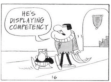 Cartoon revealing that most people believe competence is unusual